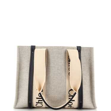 CHLOE Woody Tote Canvas with Leather Medium