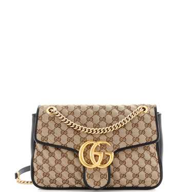 GUCCI GG Marmont Flap Bag Diagonal Quilted GG Canv