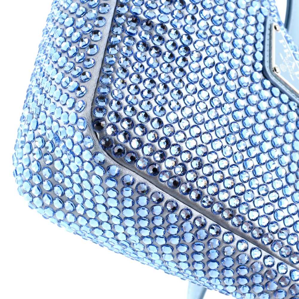 PRADA Triangle Top Handle Pouch Bag Crystal Embel… - image 6