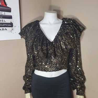 Tularosa REVOLVE Presley Sequin Gold & Black Crop… - image 1