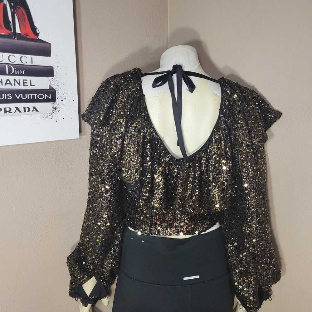 Tularosa REVOLVE Presley Sequin Gold & Black Crop… - image 5