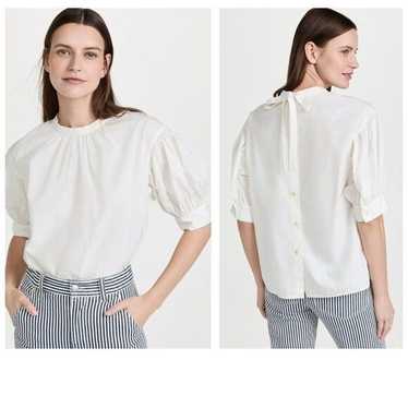 ALEX MILL Florence White Cotton Puff Sleeve Blouse