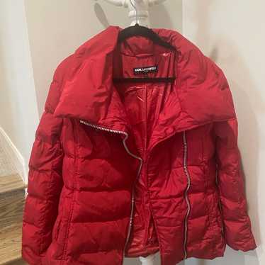 Karl Lagerfeld Red Puffer Jacket Size Large