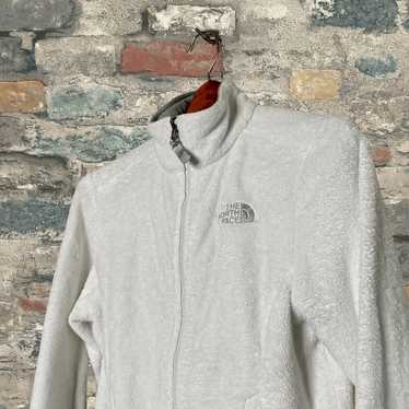 White The North Face Fleece Jacket Full Zip Embroi