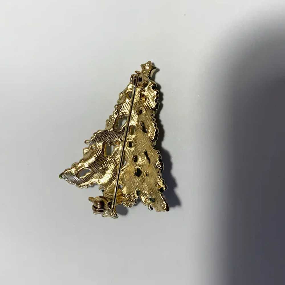 Vintage Christmas Tree Brooch Pin with Brilliant … - image 3