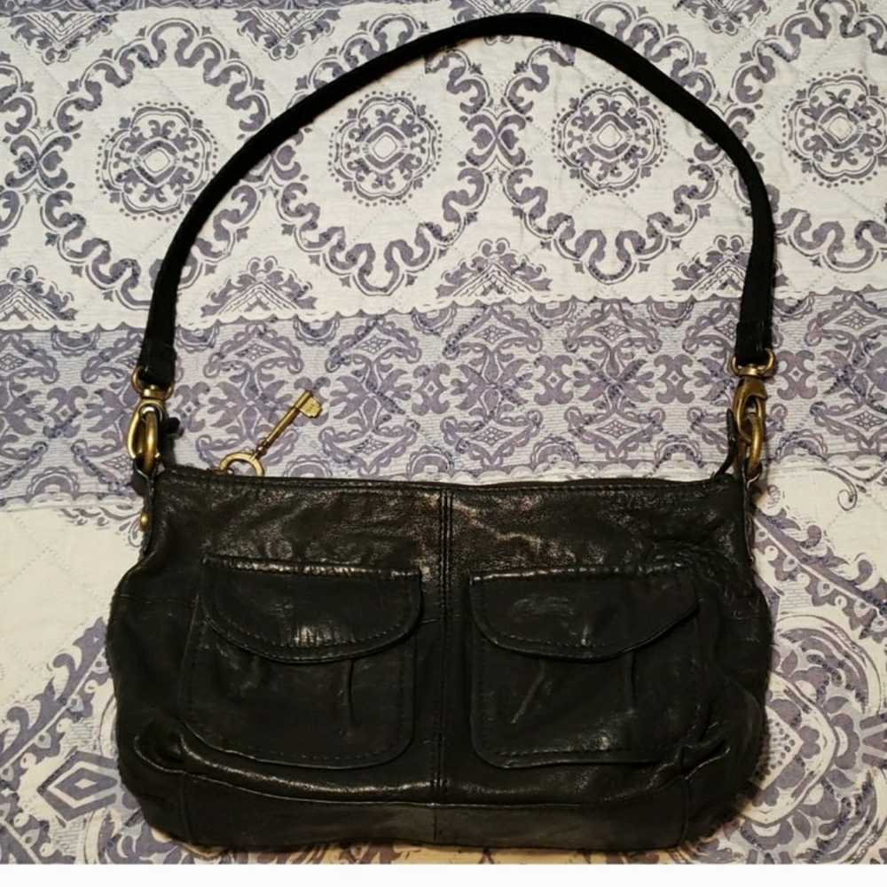 Vintage leather Fossil shoulder bag - image 2