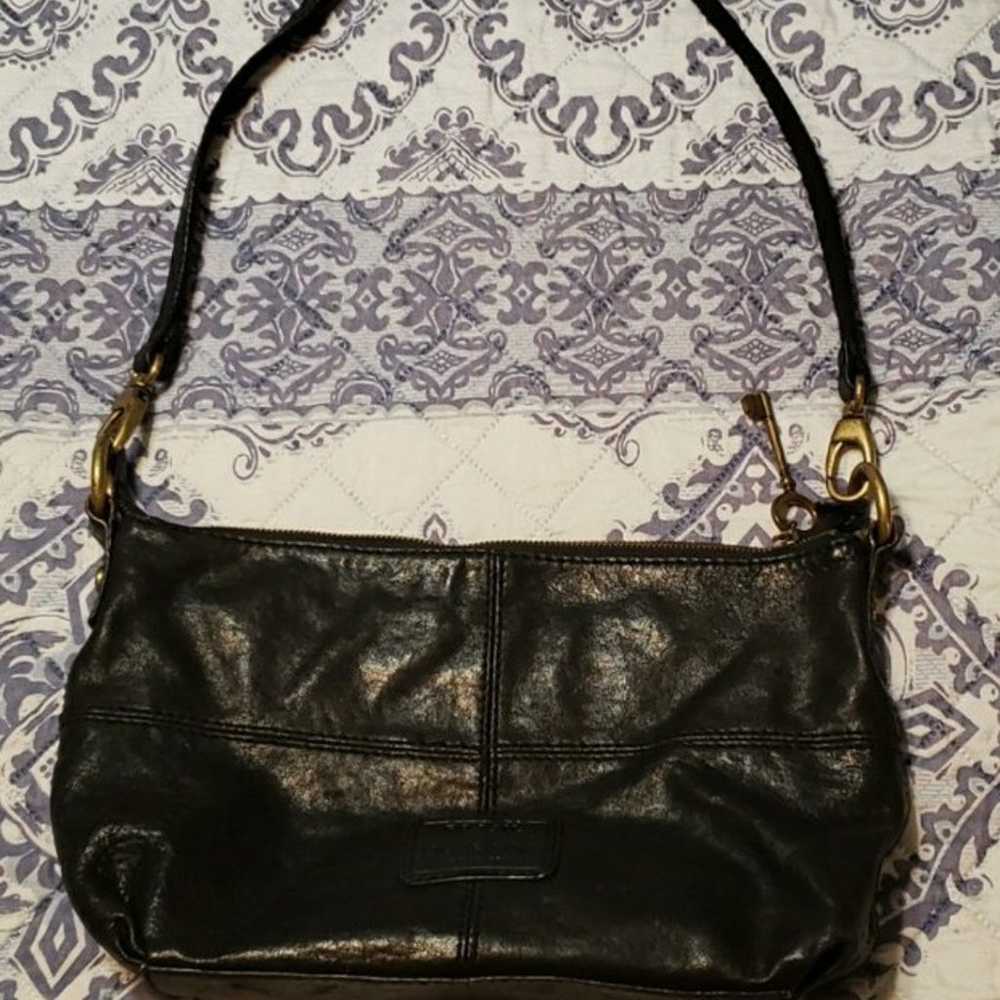 Vintage leather Fossil shoulder bag - image 3