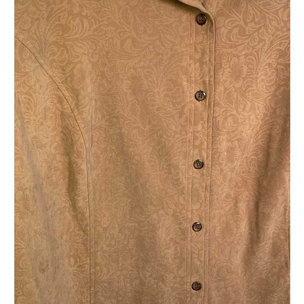 Vintage 90s White Stag Brown Faux Suede Button Up… - image 3