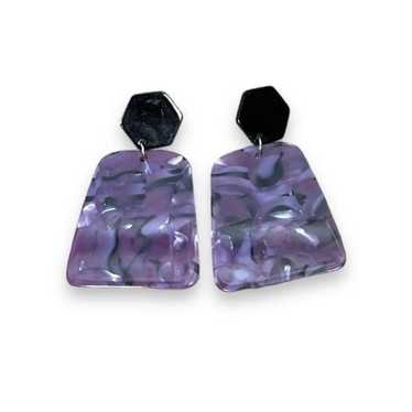80’s acrylic Purple and Black Geometric earrings