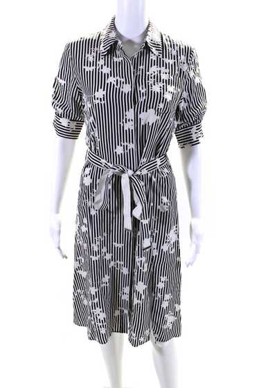 Altuzarra Womens Black White Striped Floral Short 