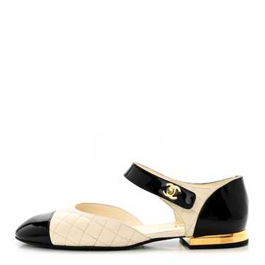 CHANEL Patent Lambskin Quilted Cap Toe Ballerina F