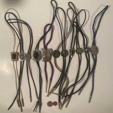 Vintage Lot of 11 Metal Bolo Ties, Arrowhead, Mar… - image 1