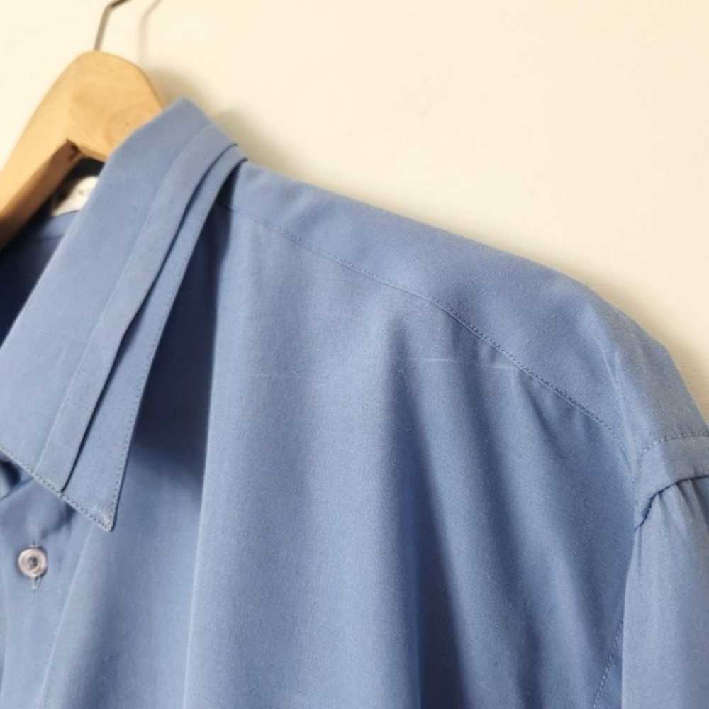 Vintage 90s Single Stitch Blue Dress Shirt Double… - image 10