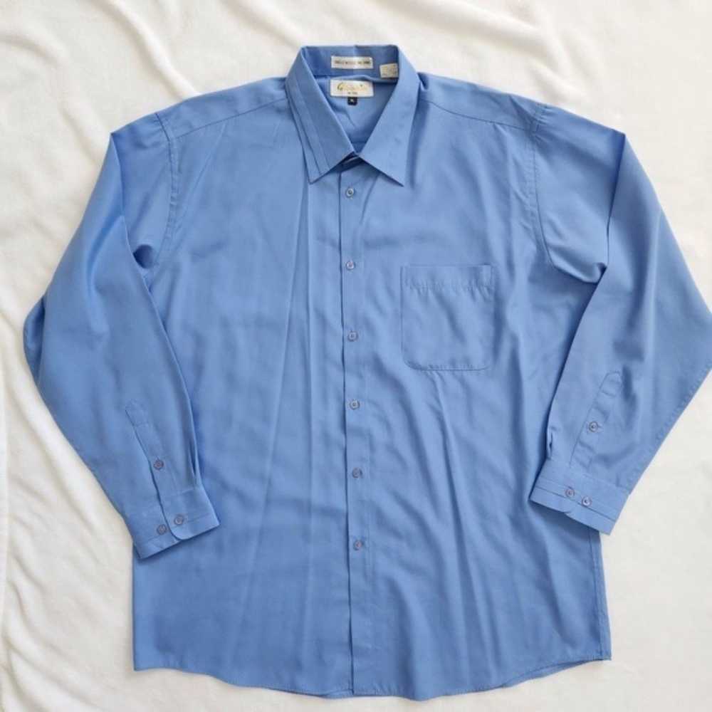Vintage 90s Single Stitch Blue Dress Shirt Double… - image 12