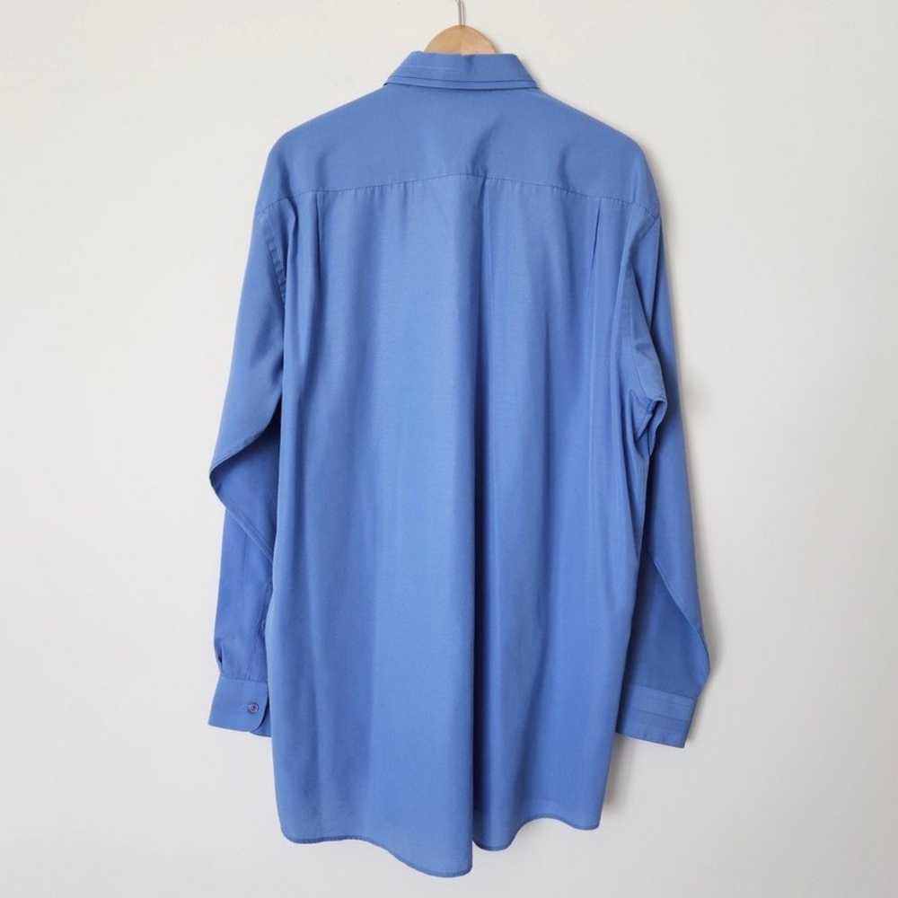 Vintage 90s Single Stitch Blue Dress Shirt Double… - image 3