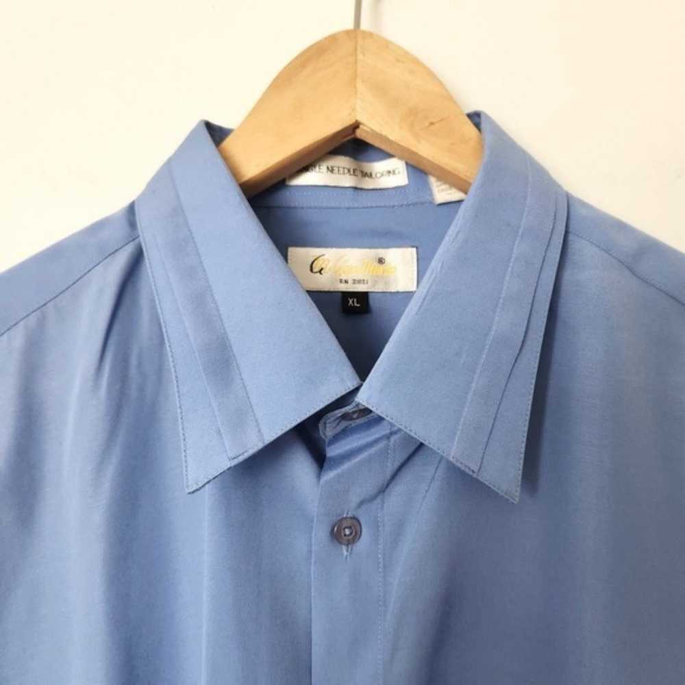 Vintage 90s Single Stitch Blue Dress Shirt Double… - image 4