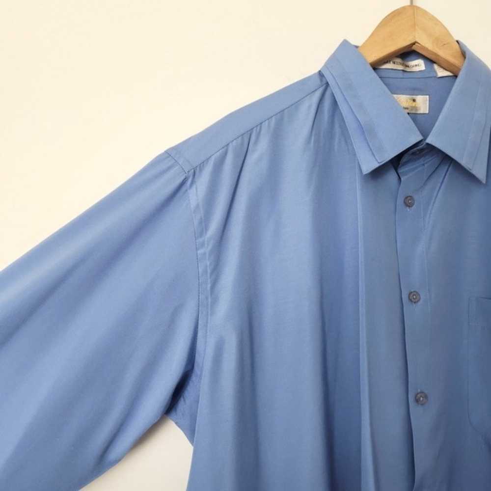 Vintage 90s Single Stitch Blue Dress Shirt Double… - image 6
