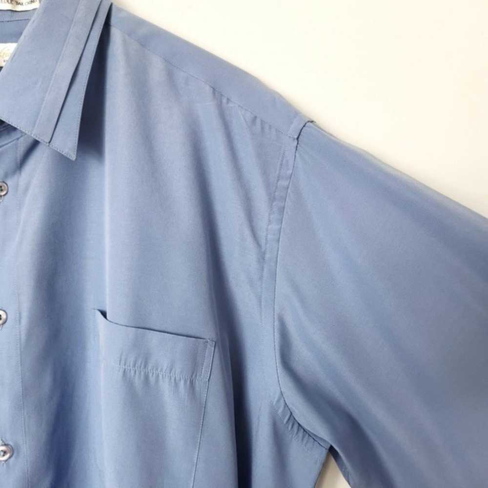Vintage 90s Single Stitch Blue Dress Shirt Double… - image 7