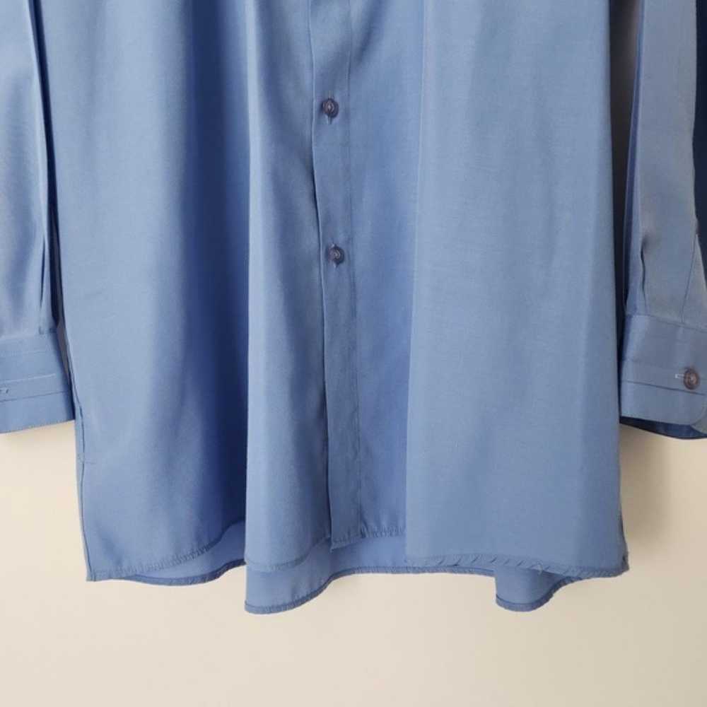 Vintage 90s Single Stitch Blue Dress Shirt Double… - image 8