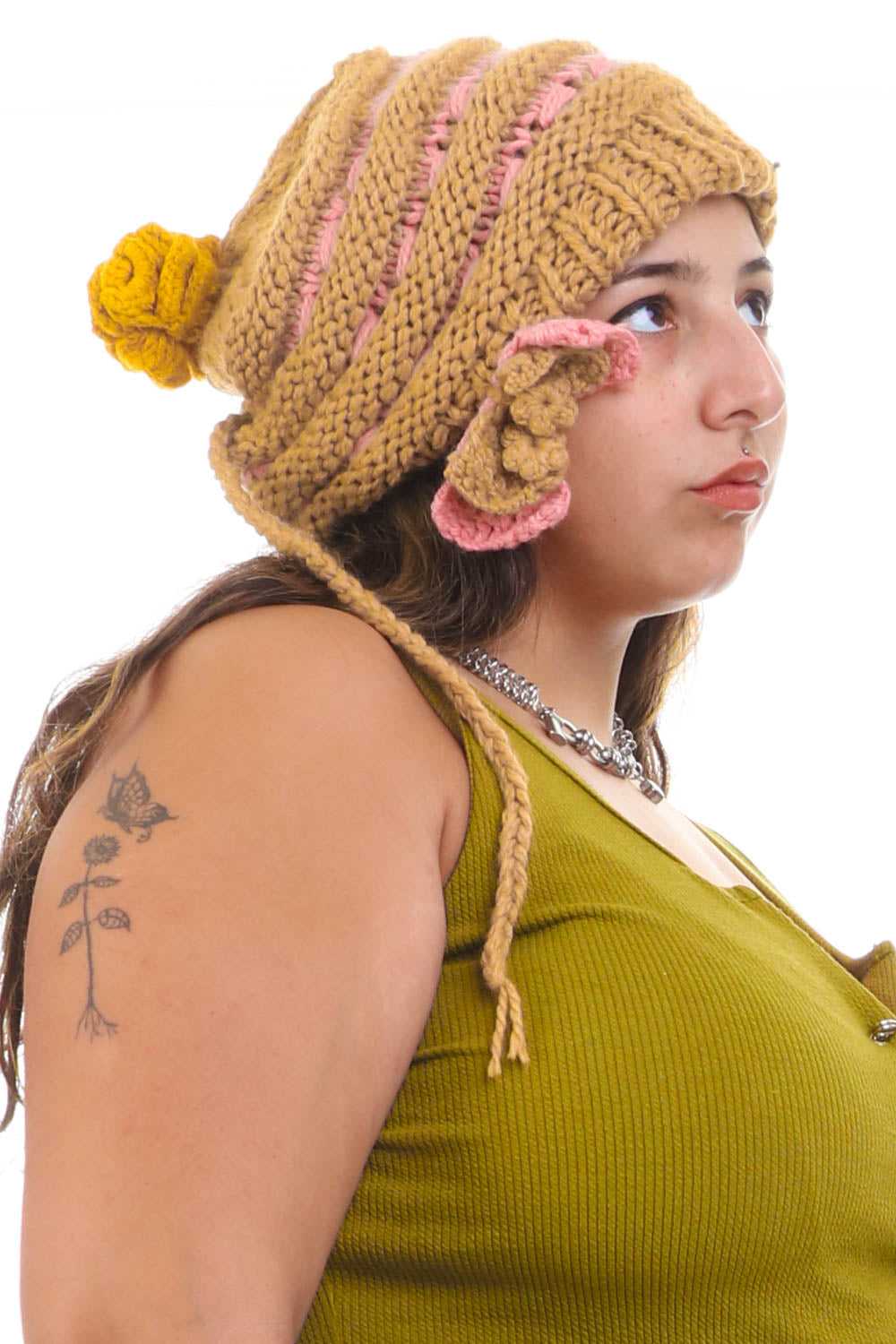 Vintage Flower Power Knitted Beanie - image 1