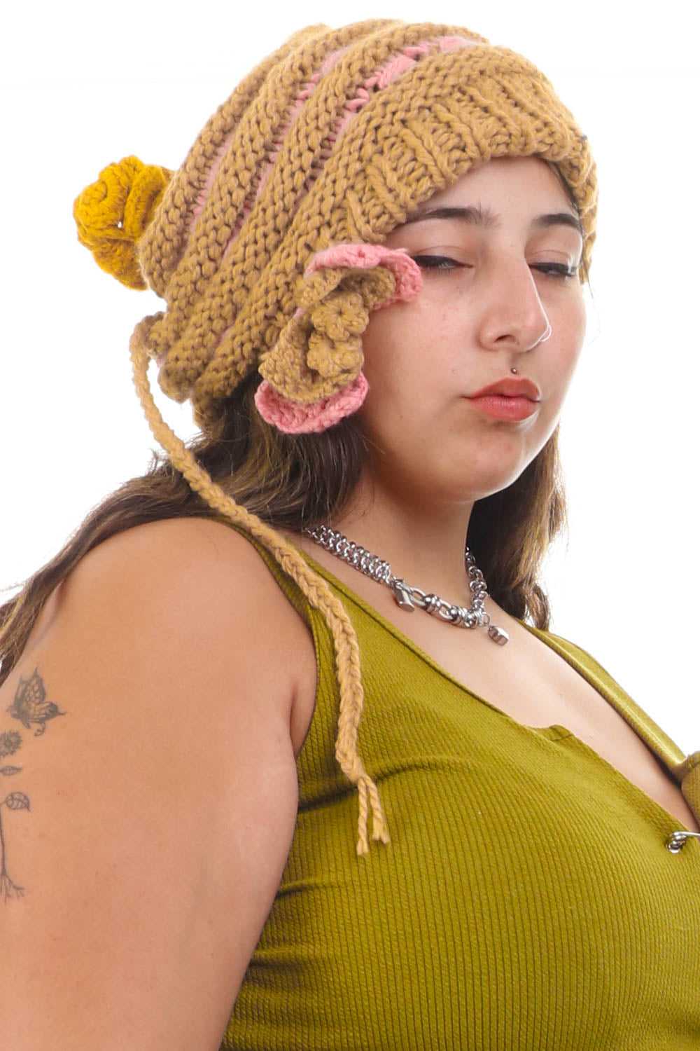 Vintage Flower Power Knitted Beanie - image 3