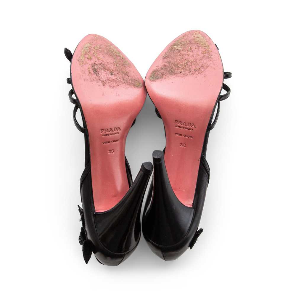Vintage Black Leather 3D Floral Sandals 38 - image 9