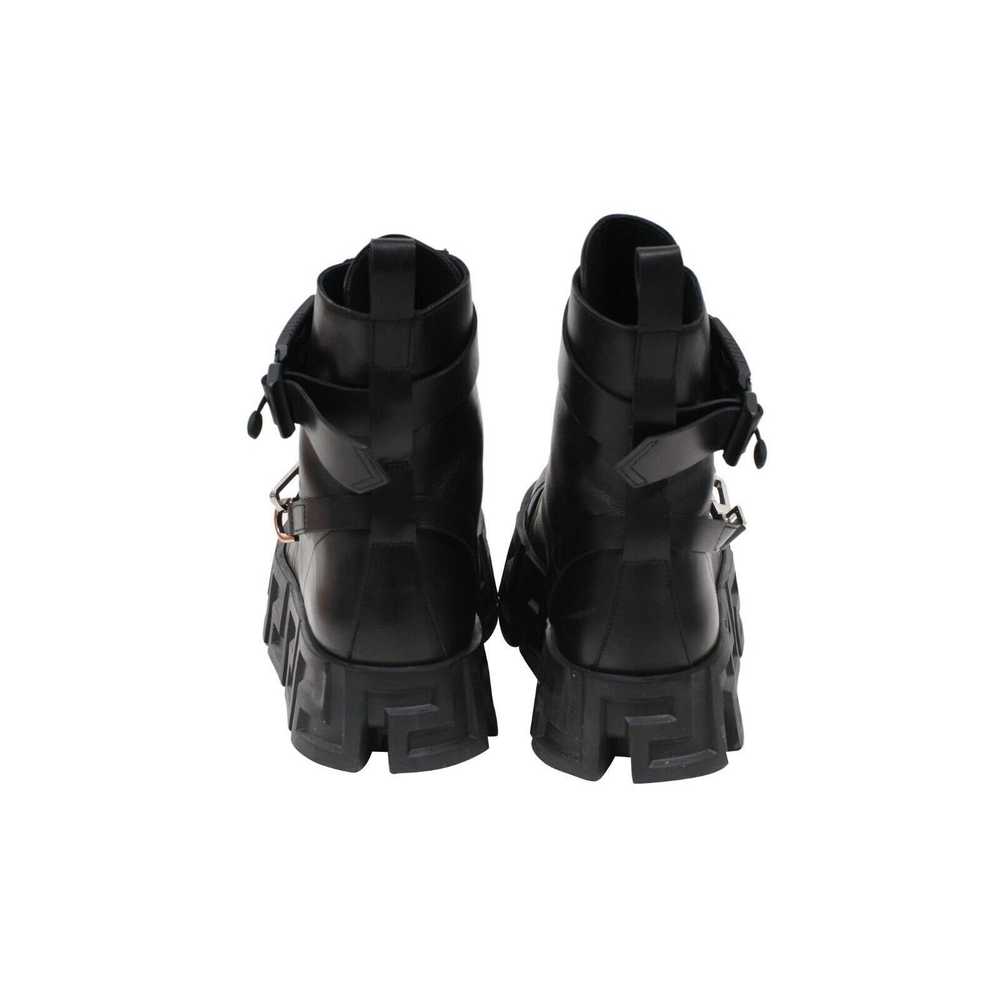 Versace Greca Labryinth Black Leather Chunky Boots - image 6