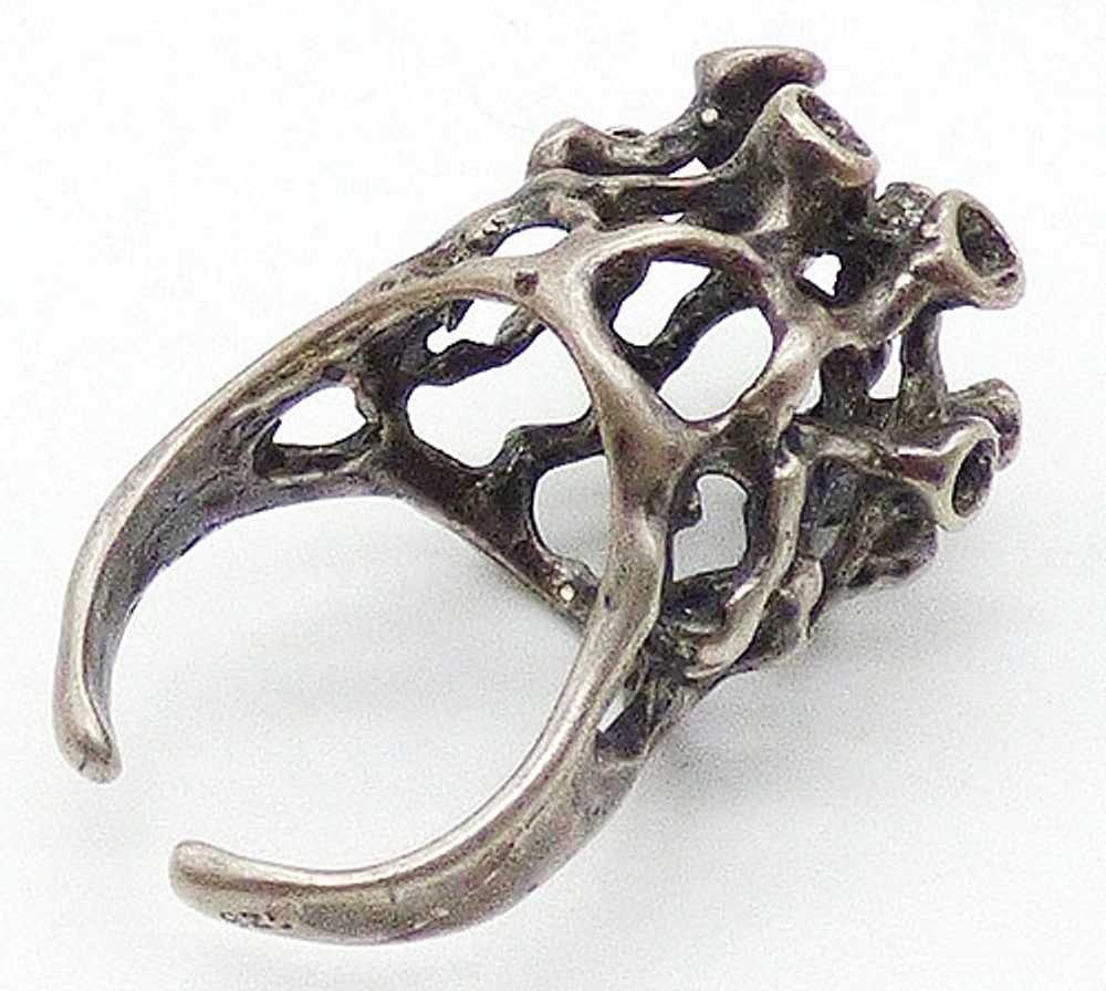 Brutalist Amorphic Tall Sterling Ring - image 3