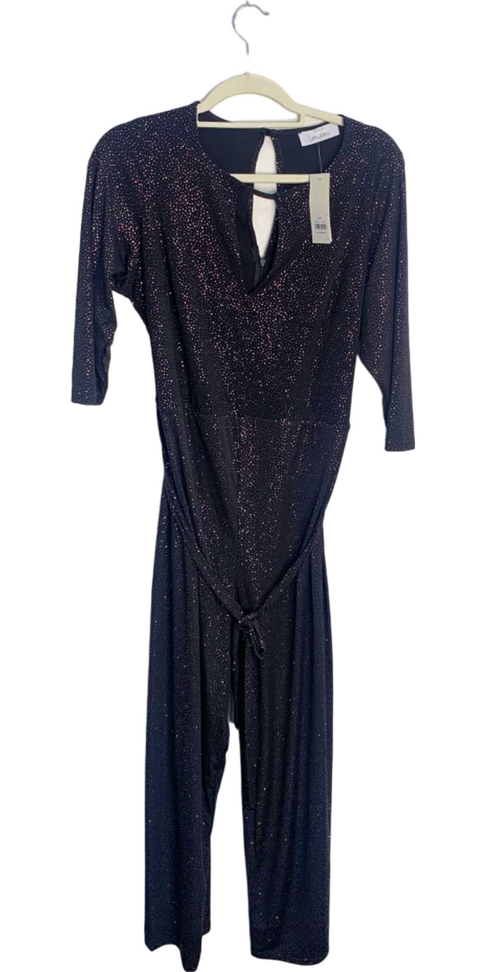 Unknown Black Glitter Jumpsuit UK 18 - image 1