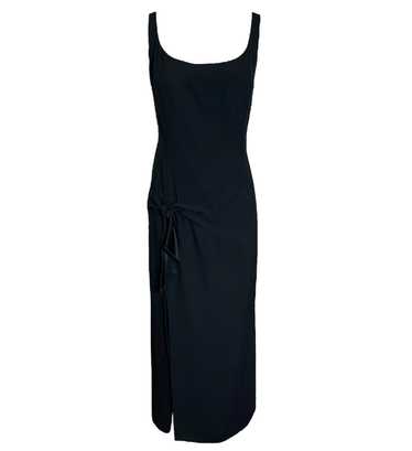 Galliano Black Crepe Silk-lined Dress with Knotted