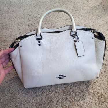 White leather and Snakeskin Coach handbag