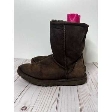 UGG Brown Suede Leather Comfort Sheepskin Lined Bo