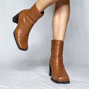 90s square toe heeled vintage boots