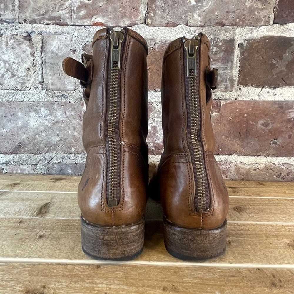 FRYE Pippa Back Zip Short Boot Cognac Brown Leath… - image 5