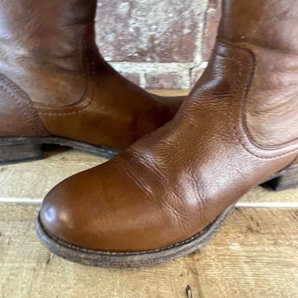 FRYE Pippa Back Zip Short Boot Cognac Brown Leath… - image 9