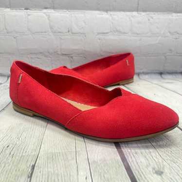 Toms Flats Womens Size 9.5 W Red Slip On Ballet L… - image 1