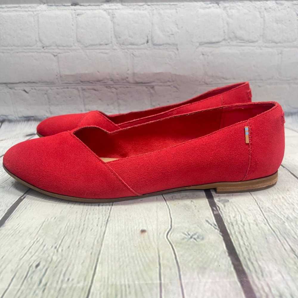 Toms Flats Womens Size 9.5 W Red Slip On Ballet L… - image 2
