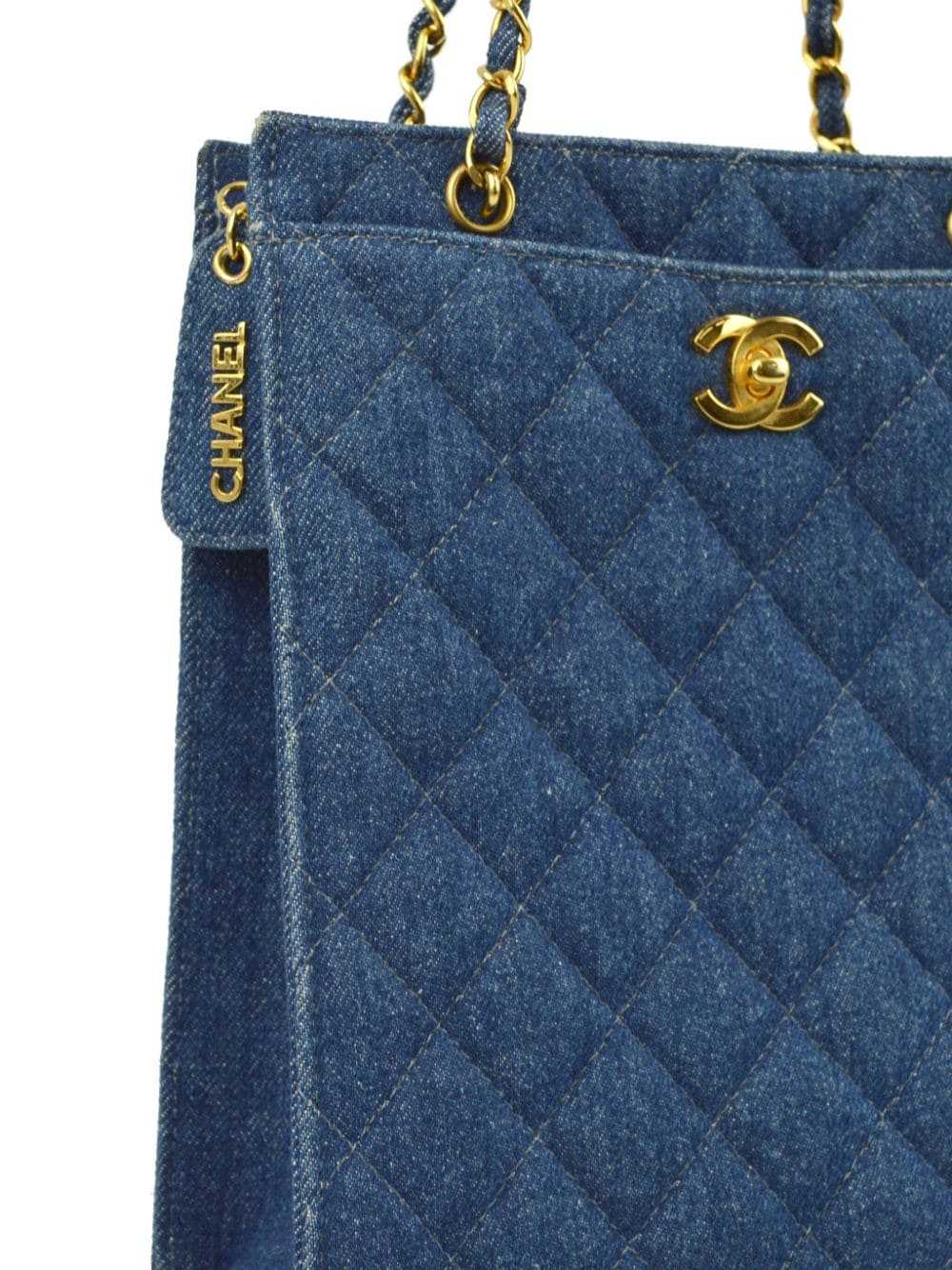 CHANEL Pre-Owned 1998 quilted denim tote bag - Bl… - image 3