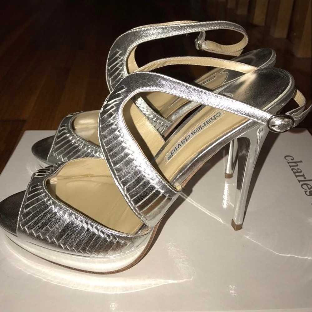 Charles David Silver Heels 8.5 - image 2