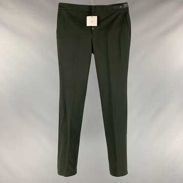 Hermes Green Forest Green Solid Cotton Dress Pants