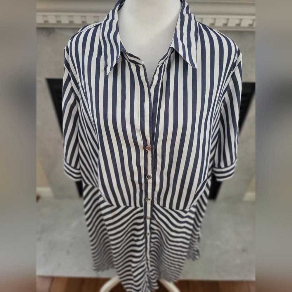 Mlle Gabrielle Blue and White Striped Dress 2X - image 4