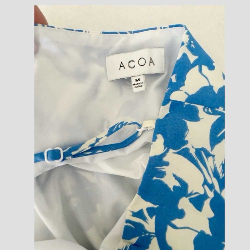 ACOA Front Twist Floral Midi Dress Blue/White Med… - image 6