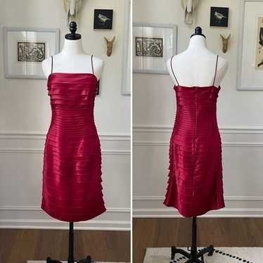 JS Collections Garnet Red Satin Tiered Cocktail Ho