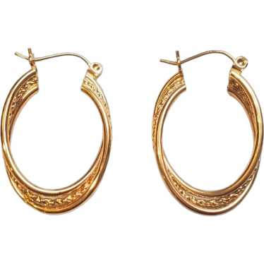 14K Yellow Gold 3 Hoop Twisted Hoop Earrings #1751