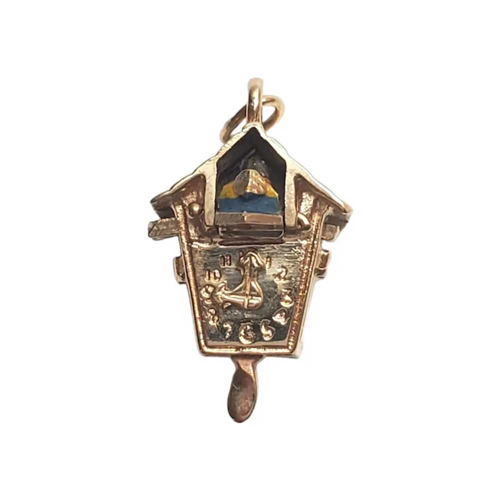 14K Yellow Gold Articulated Cuckoo Clock Charm #1… - image 3