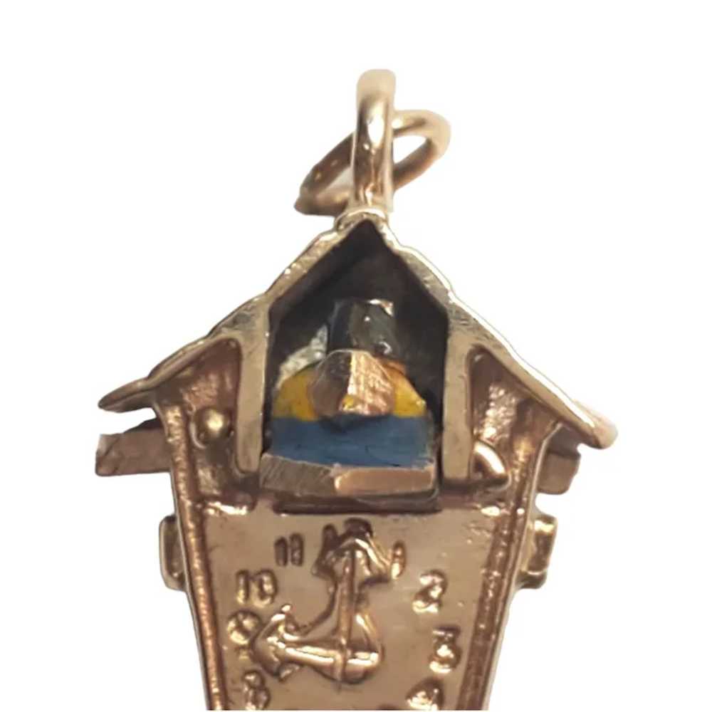 14K Yellow Gold Articulated Cuckoo Clock Charm #1… - image 7