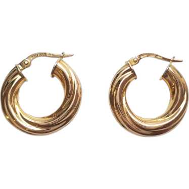 UnoAErre 14K Yellow Gold Twisted Hoop Earrings #17