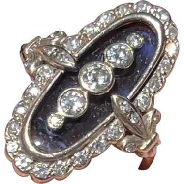 Art Deco 18ct White Gold & Blue Topaz Ring