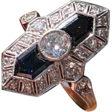 Art Deco 18ct Gold, Platinum, and Sapphire Ring