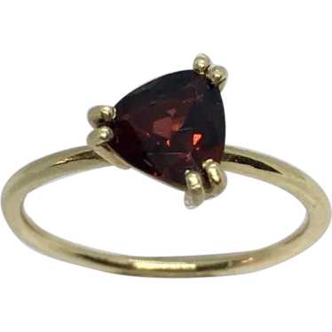 Ladies 14k Gold 7 mm Trillion Natural Garnet Soli… - image 1